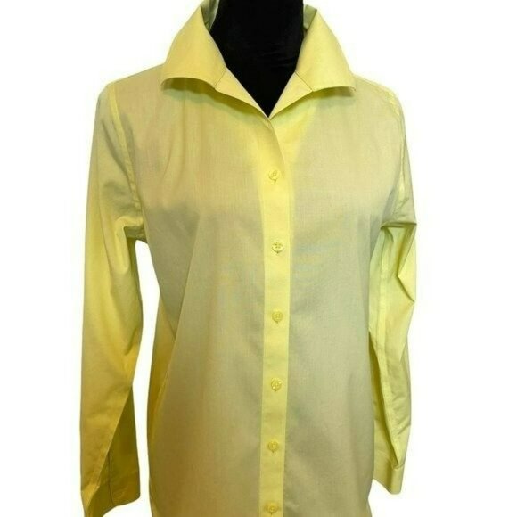 Chico's Tops - Chicos Womens Yellow No-Iron Long-Sleeve Button-Up Shirt Size S Professional